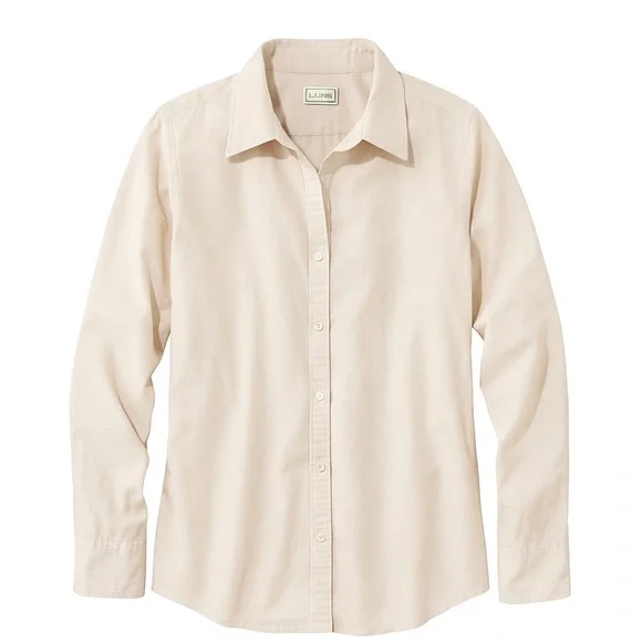 Preppy L.L. Bean vintage Women's Cream Cotton button down with detailing Medium - Picture 1 of 7